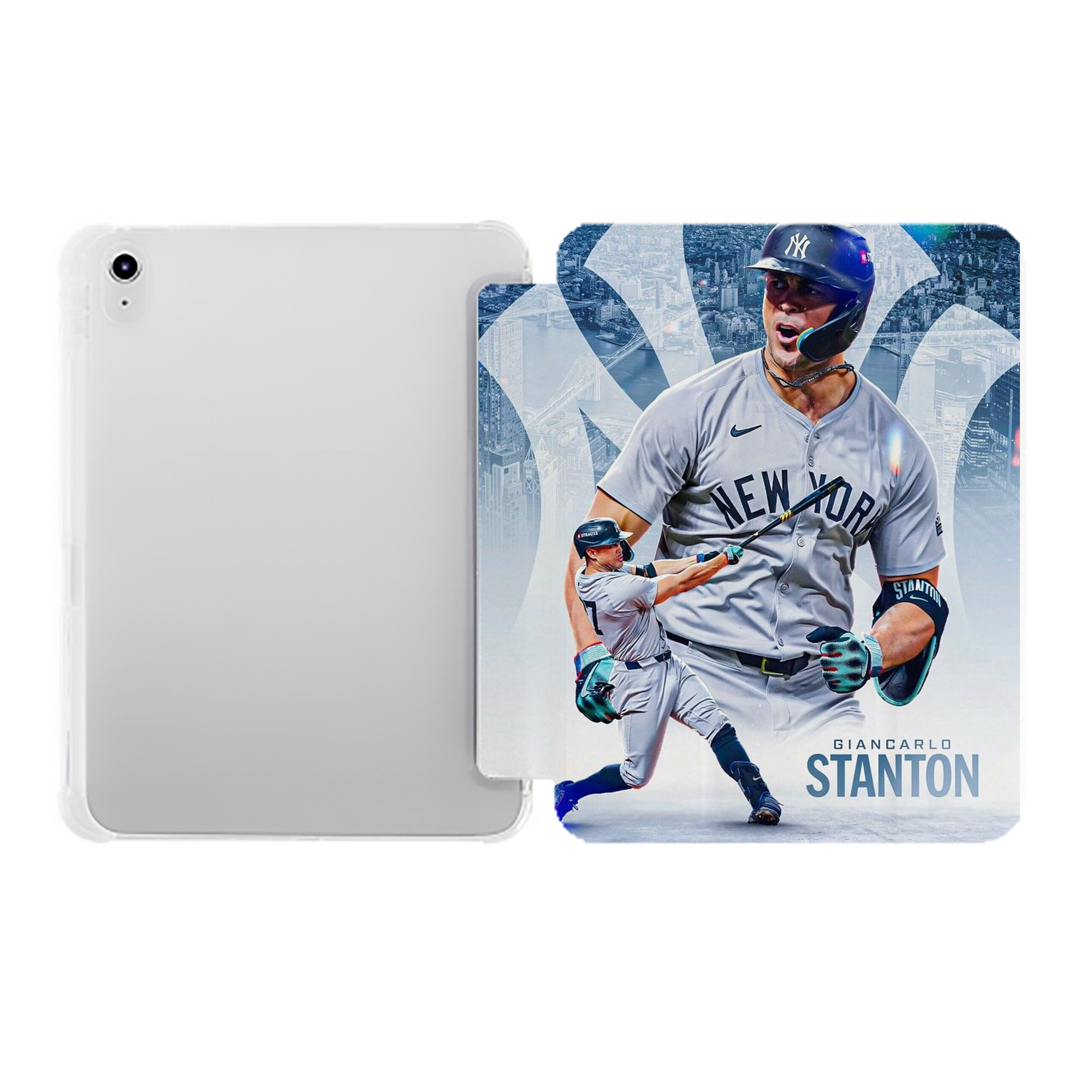 Giancarlo Stanton 24 Premium Tri-Fold PU Leather & Silicone IPad Case With Pencil Slot – Fits 9.5,10.5,10.9 – Adjustable Stand, Slim, Protective